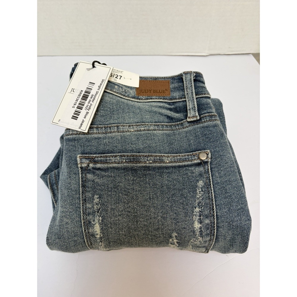Judy Blue NWT Hi-Rise Straight Jeans Size 5/27 Destroyed Denim Style #88446
